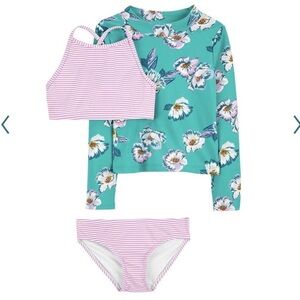 Carter's Pink Striped Kids 3-piece Swim Set